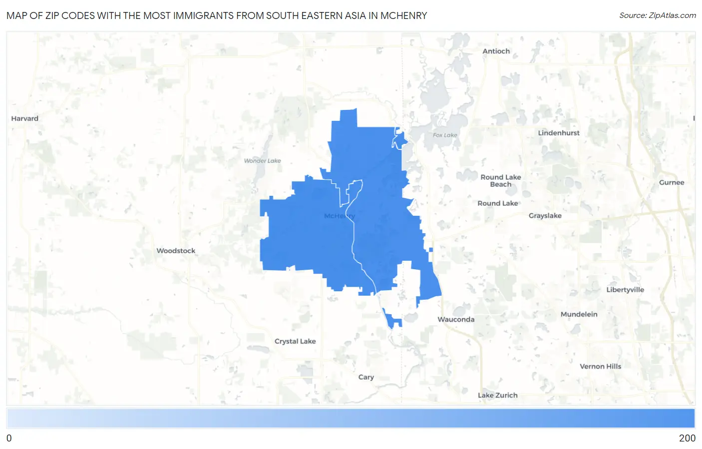 Zip Codes with the Most Immigrants from South Eastern Asia in Mchenry Map