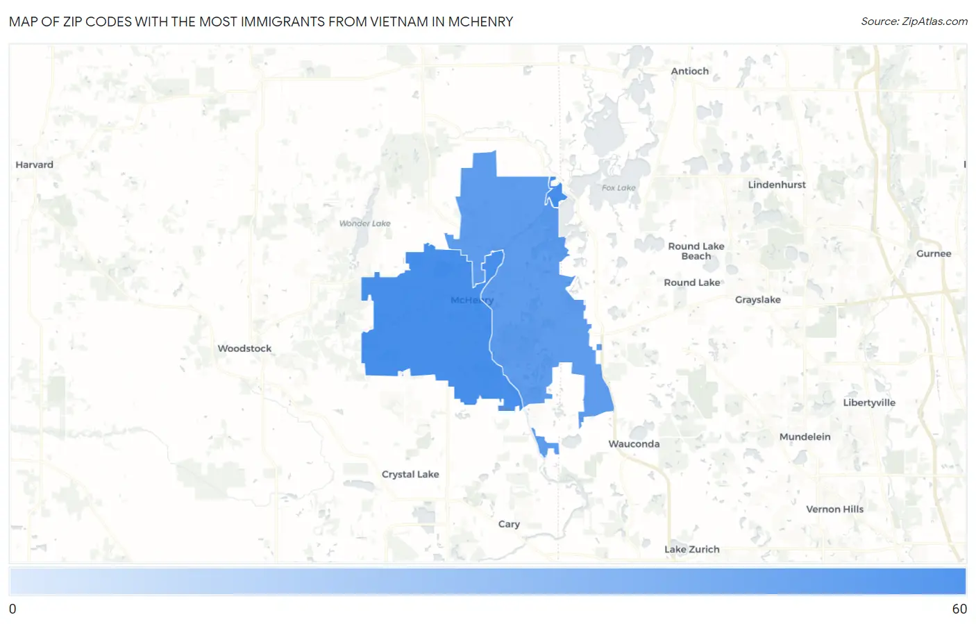 Zip Codes with the Most Immigrants from Vietnam in Mchenry Map