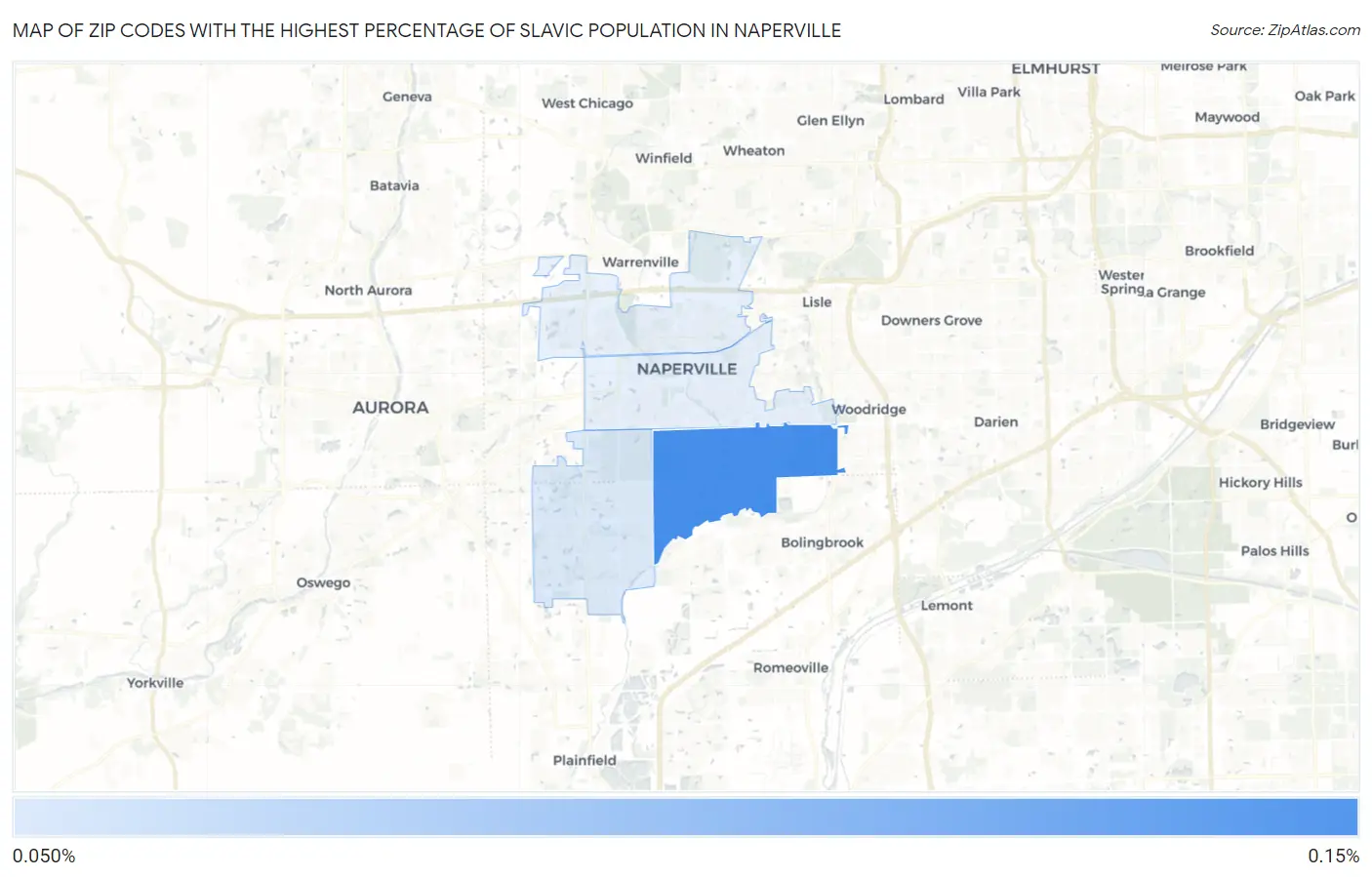 Zip Codes with the Highest Percentage of Slavic Population in Naperville Map