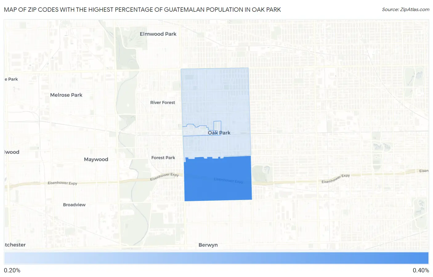 Zip Codes with the Highest Percentage of Guatemalan Population in Oak Park Map