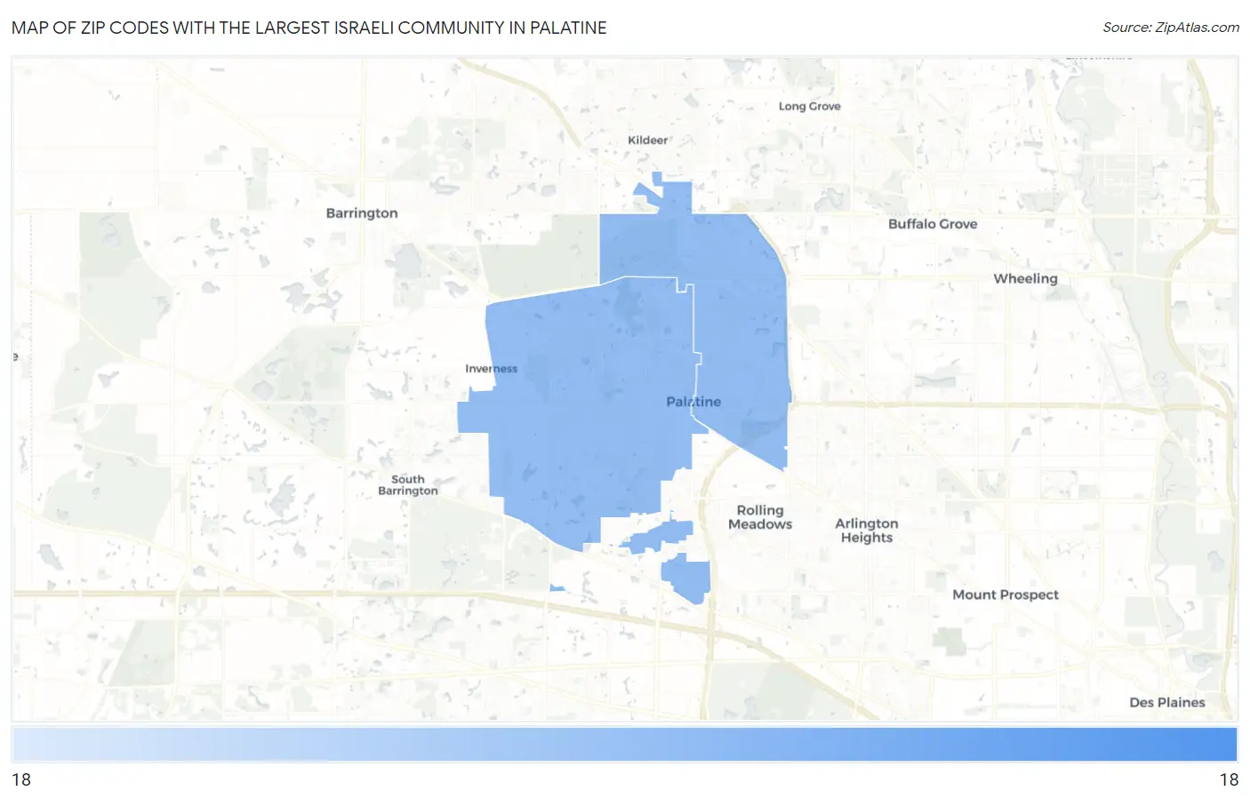Zip Codes with the Largest Israeli Community in Palatine Map