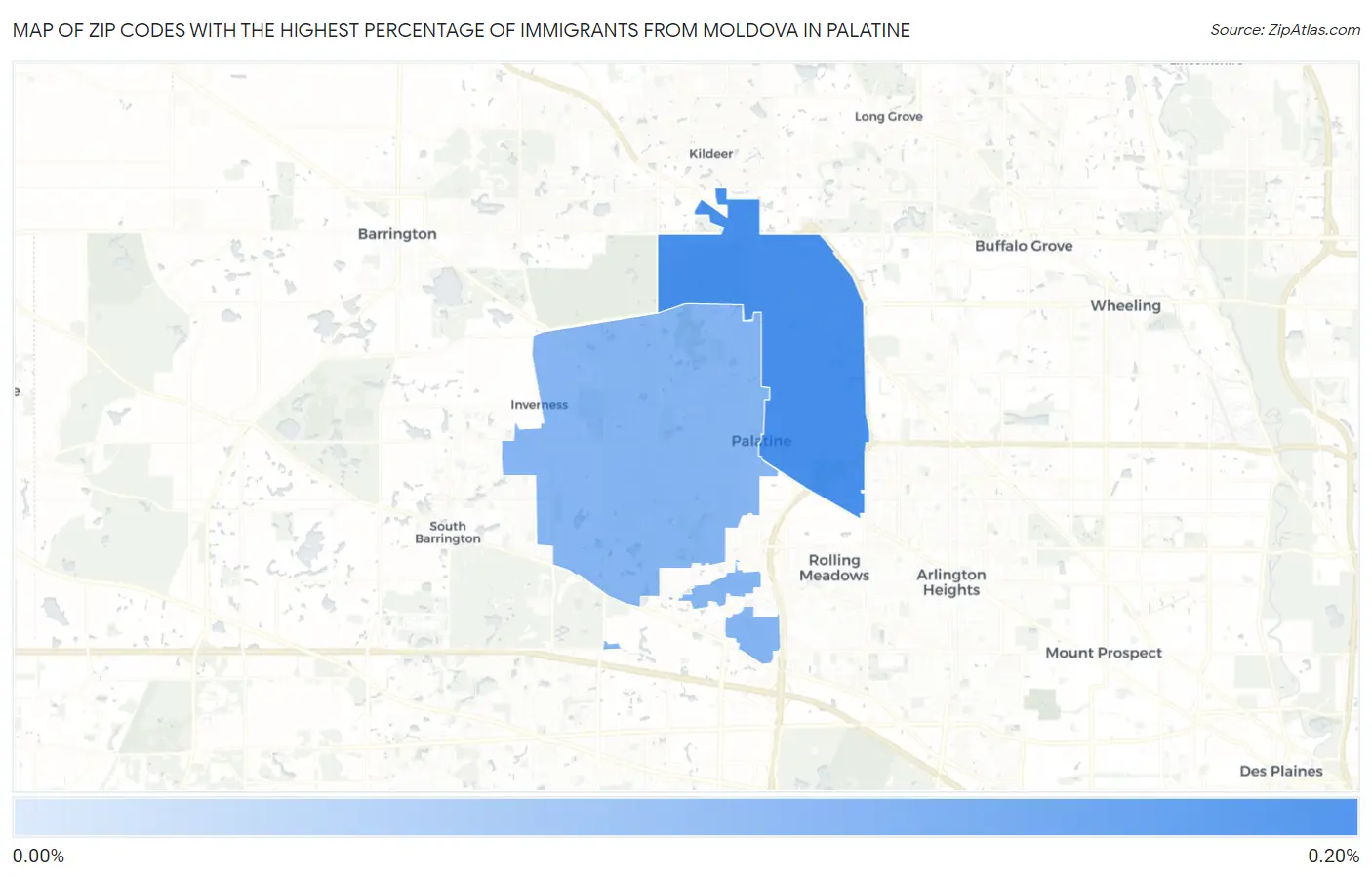 Zip Codes with the Highest Percentage of Immigrants from Moldova in Palatine Map