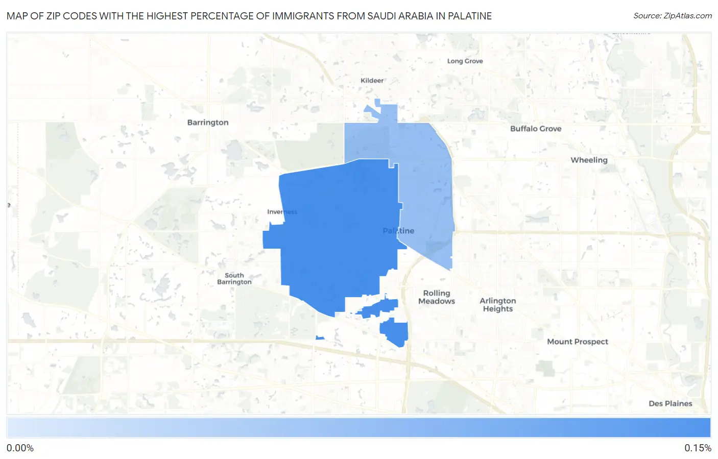 Zip Codes with the Highest Percentage of Immigrants from Saudi Arabia in Palatine Map