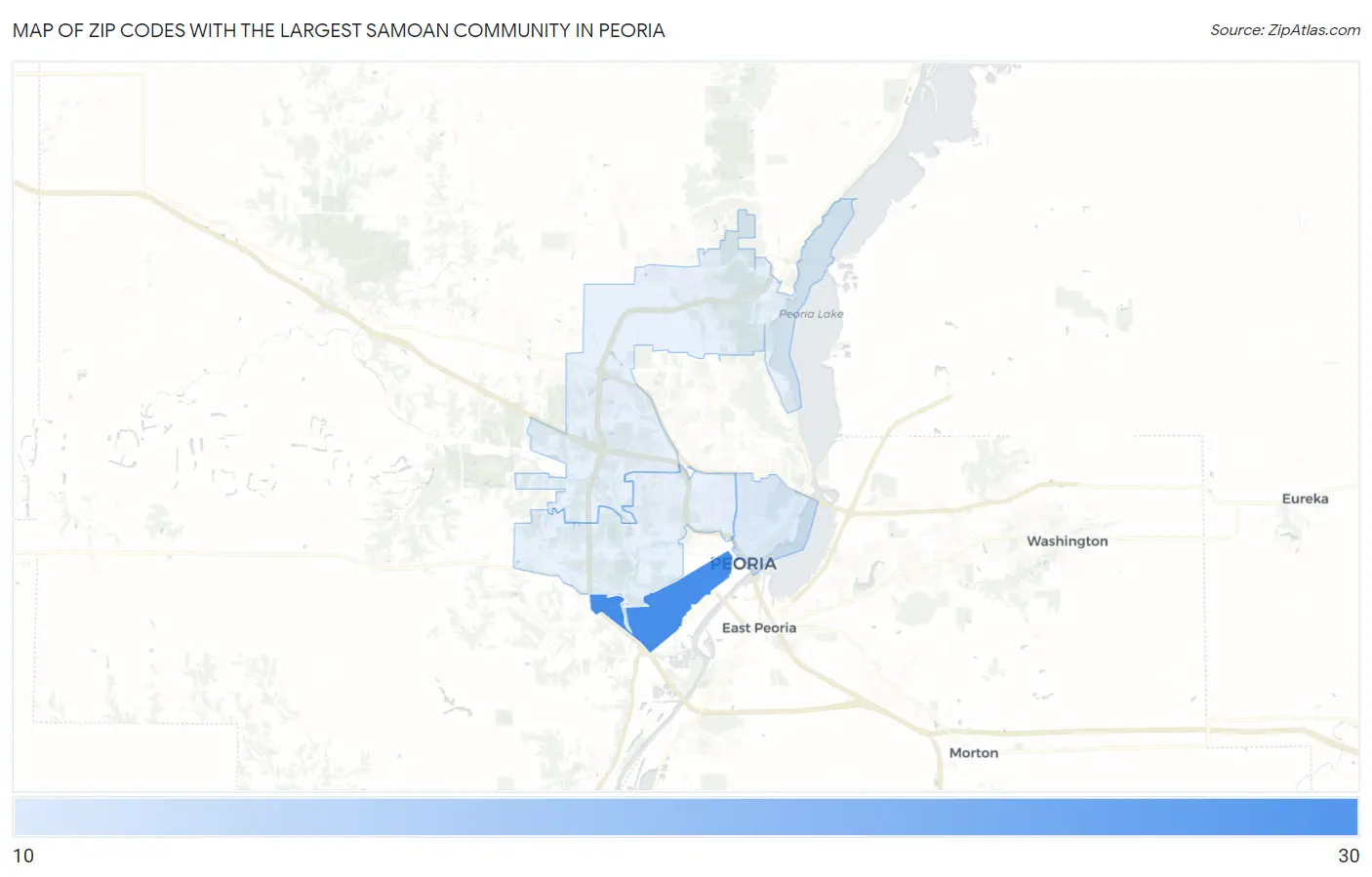 Zip Codes with the Largest Samoan Community in Peoria Map