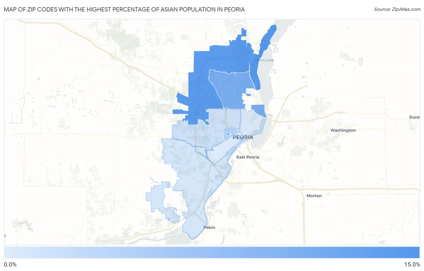 Zip Codes with the Highest Percentage of Asian Population in Peoria Map