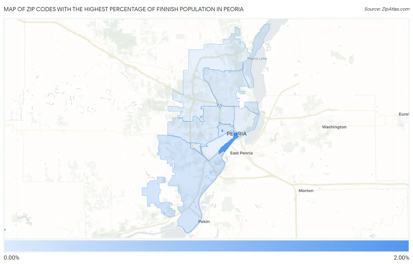Zip Codes with the Highest Percentage of Finnish Population in Peoria Map