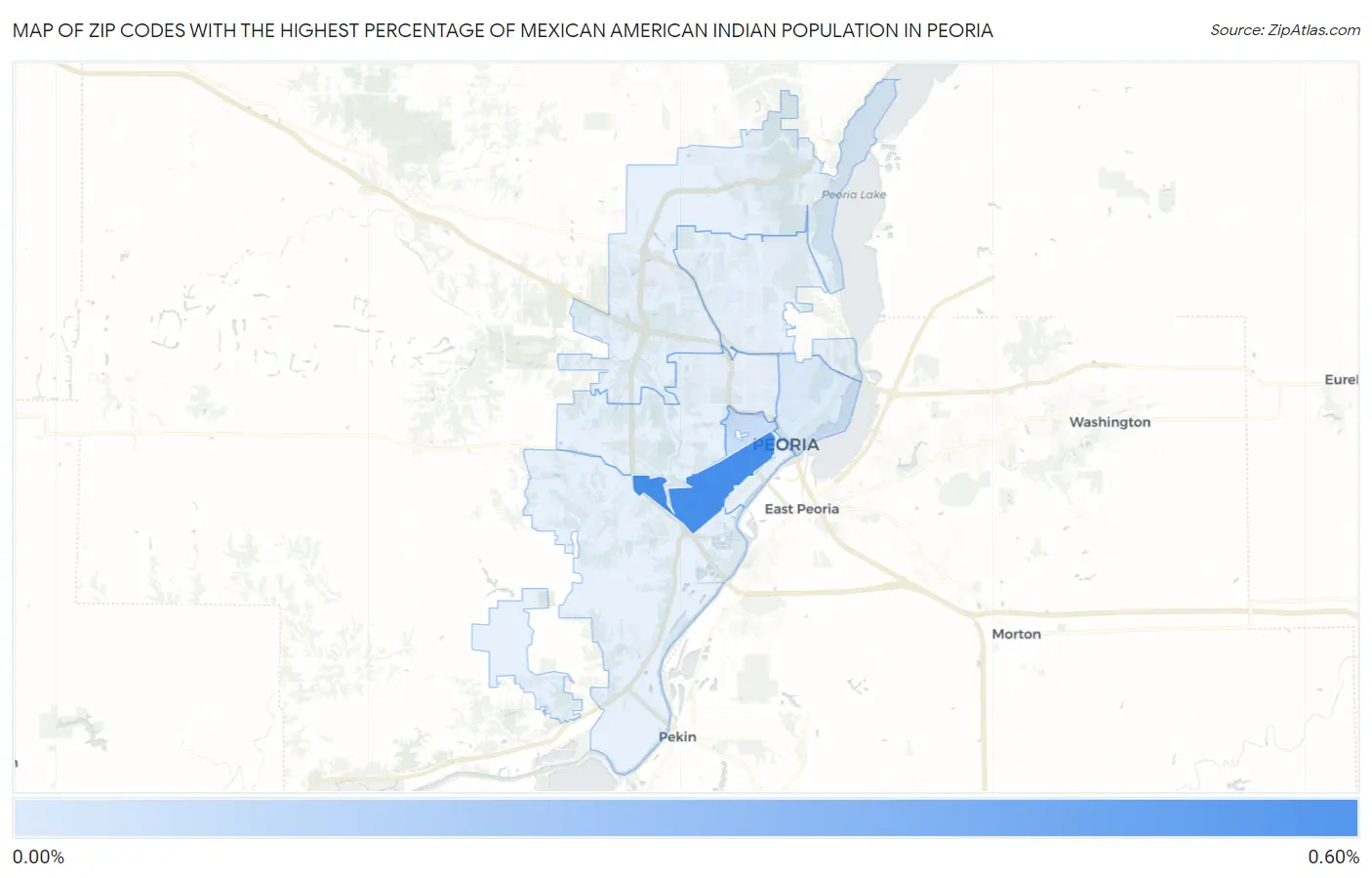Zip Codes with the Highest Percentage of Mexican American Indian Population in Peoria Map