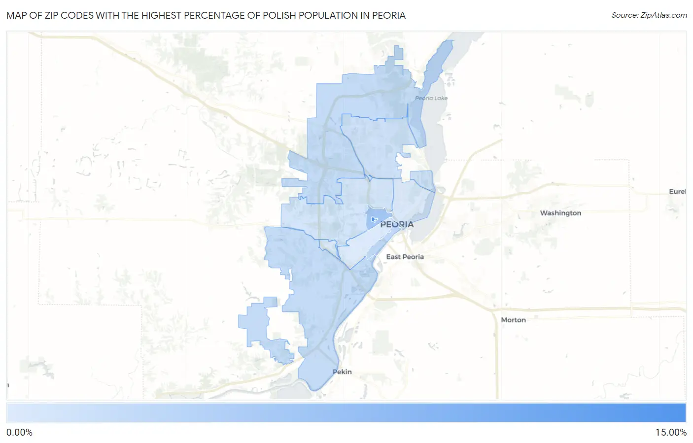 Zip Codes with the Highest Percentage of Polish Population in Peoria Map