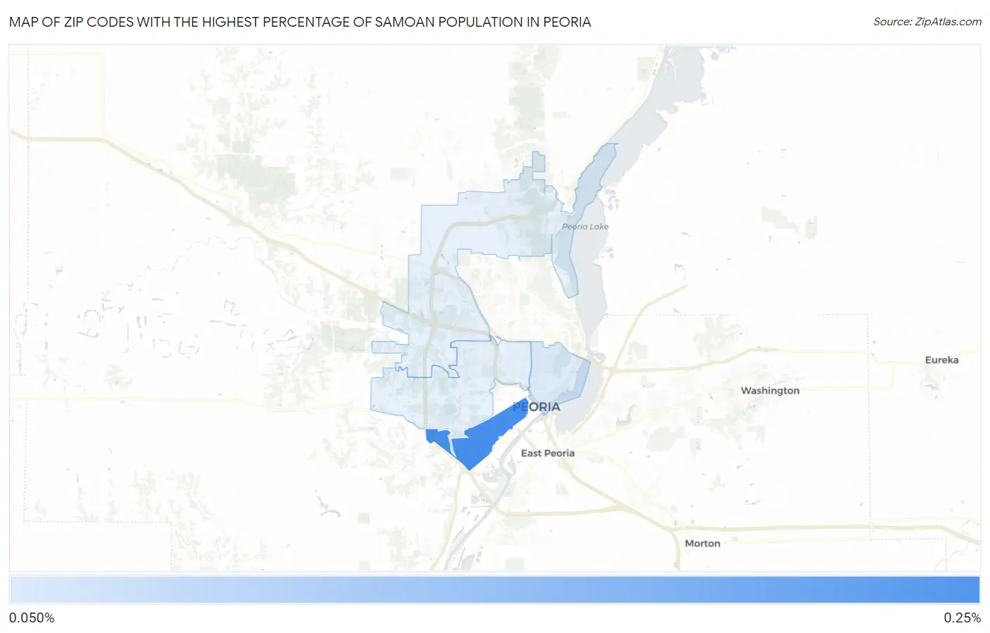 Zip Codes with the Highest Percentage of Samoan Population in Peoria Map