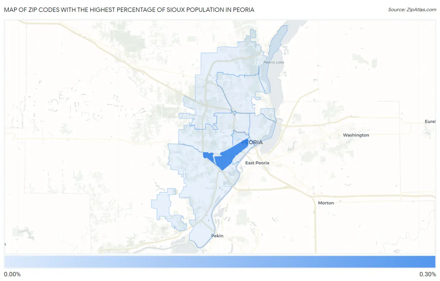 Zip Codes with the Highest Percentage of Sioux Population in Peoria Map