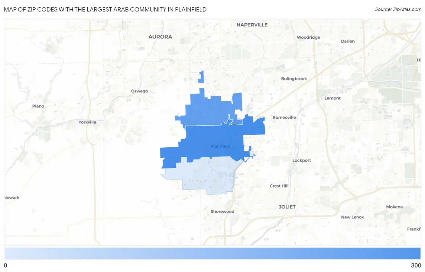 Zip Codes with the Largest Arab Community in Plainfield Map