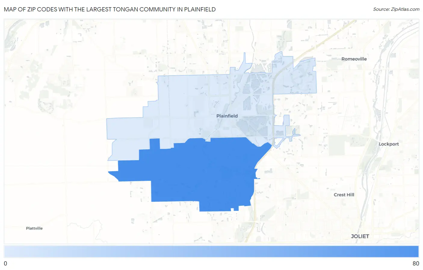 Zip Codes with the Largest Tongan Community in Plainfield Map