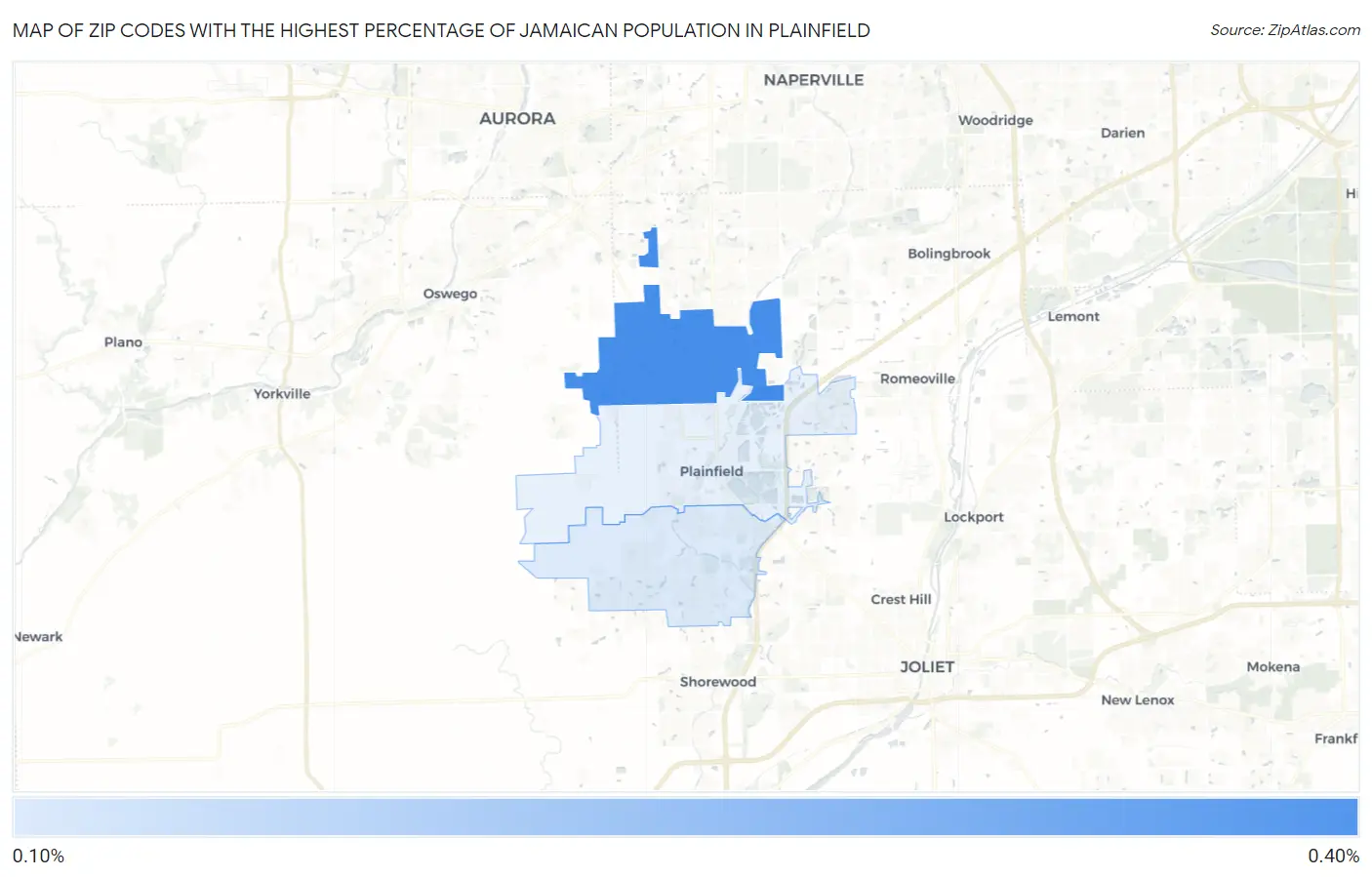 Zip Codes with the Highest Percentage of Jamaican Population in Plainfield Map