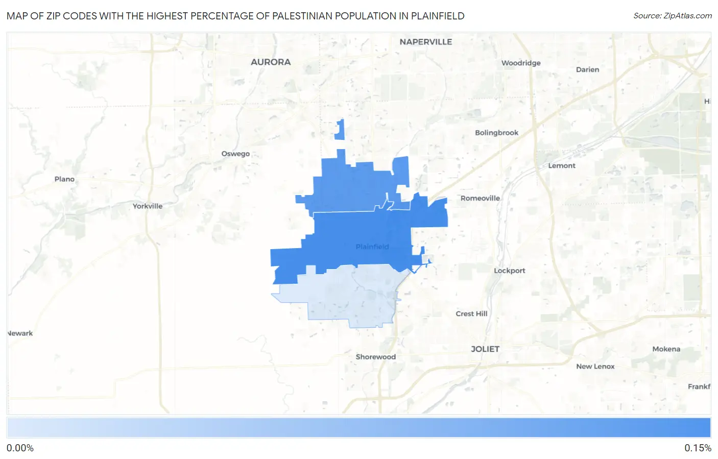 Zip Codes with the Highest Percentage of Palestinian Population in Plainfield Map