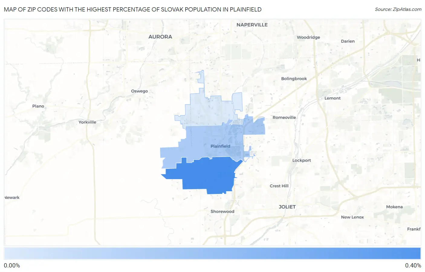 Zip Codes with the Highest Percentage of Slovak Population in Plainfield Map