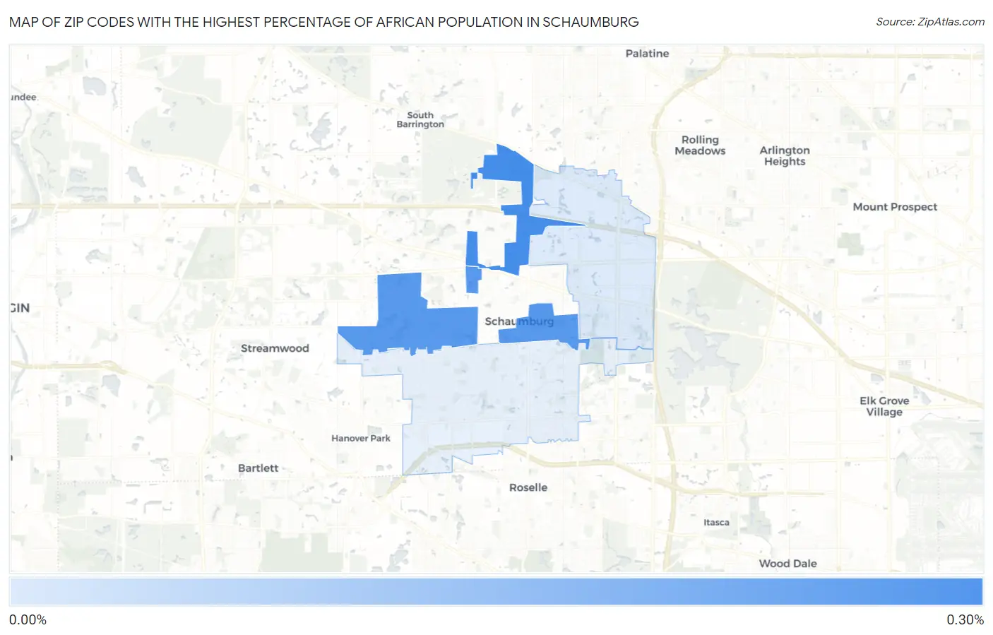 Zip Codes with the Highest Percentage of African Population in Schaumburg Map