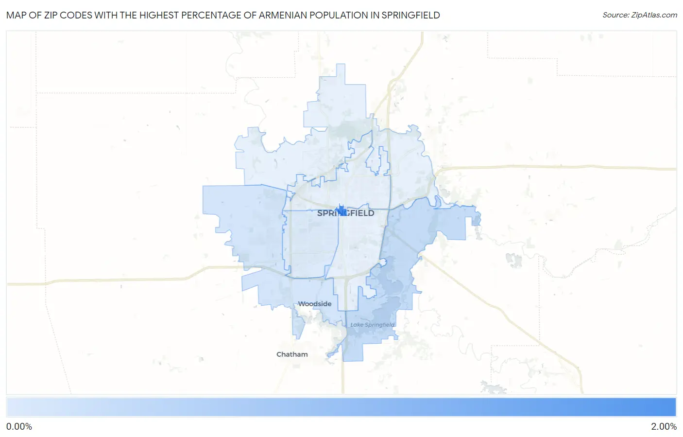Zip Codes with the Highest Percentage of Armenian Population in Springfield Map