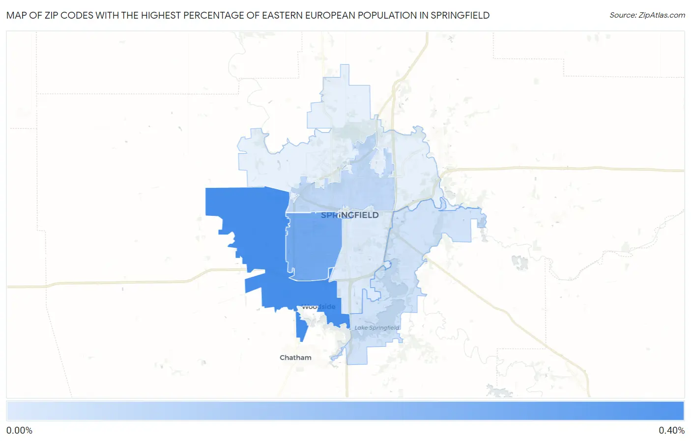 Zip Codes with the Highest Percentage of Eastern European Population in Springfield Map