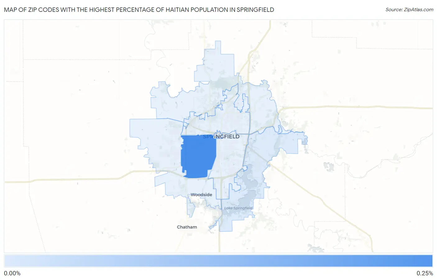 Zip Codes with the Highest Percentage of Haitian Population in Springfield Map
