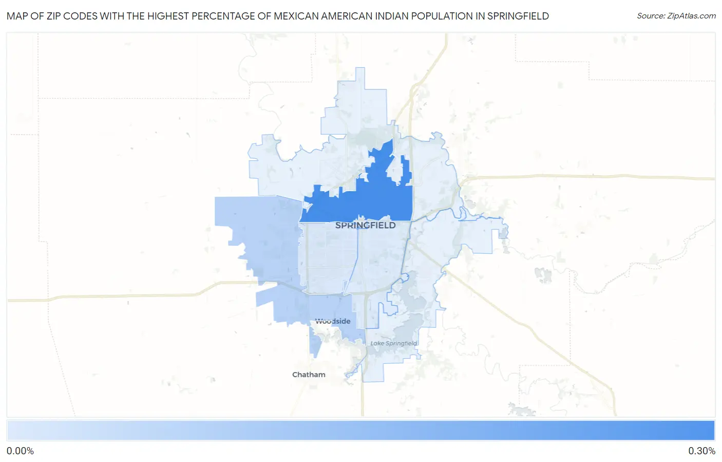 Zip Codes with the Highest Percentage of Mexican American Indian Population in Springfield Map