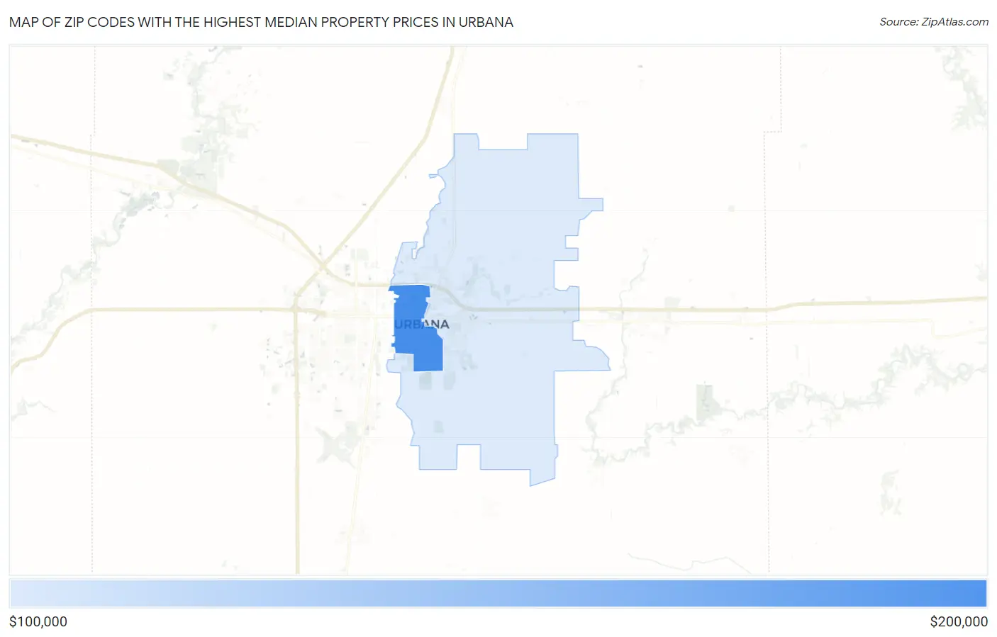 Zip Codes with the Highest Median Property Prices in Urbana Map