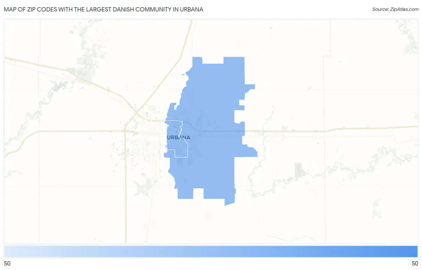 Zip Codes with the Largest Danish Community in Urbana Map