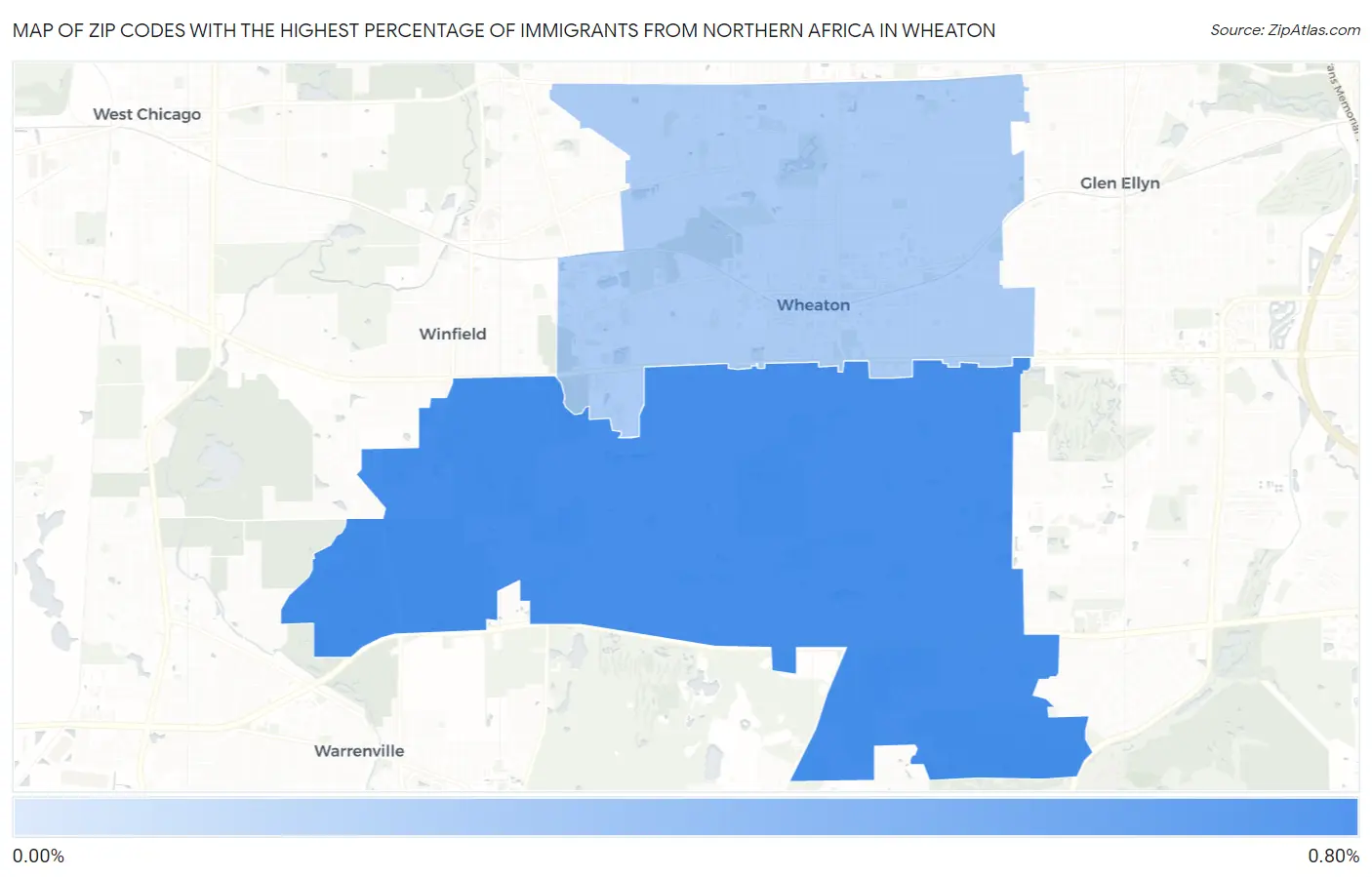 Zip Codes with the Highest Percentage of Immigrants from Northern Africa in Wheaton Map