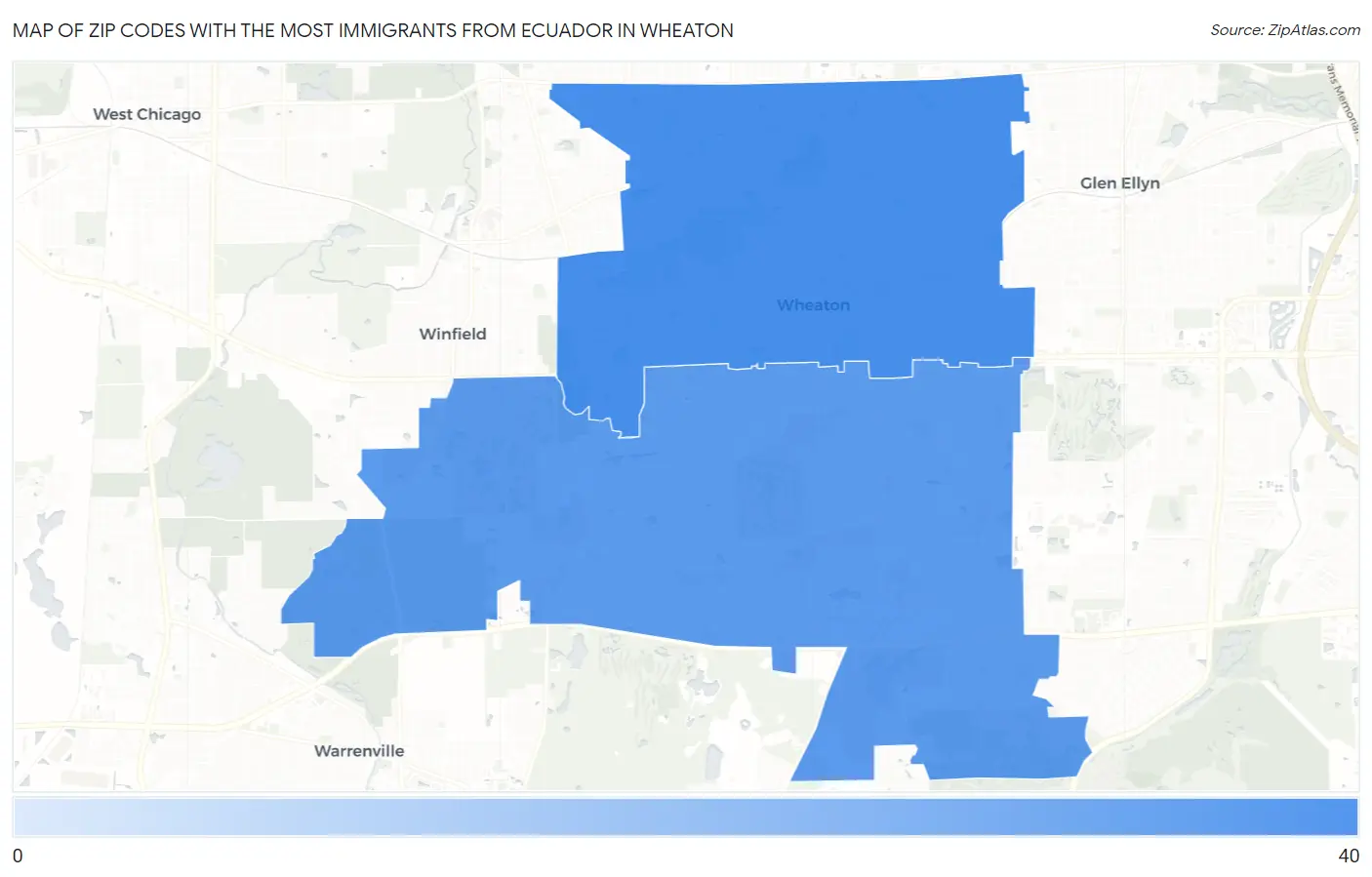 Zip Codes with the Most Immigrants from Ecuador in Wheaton Map
