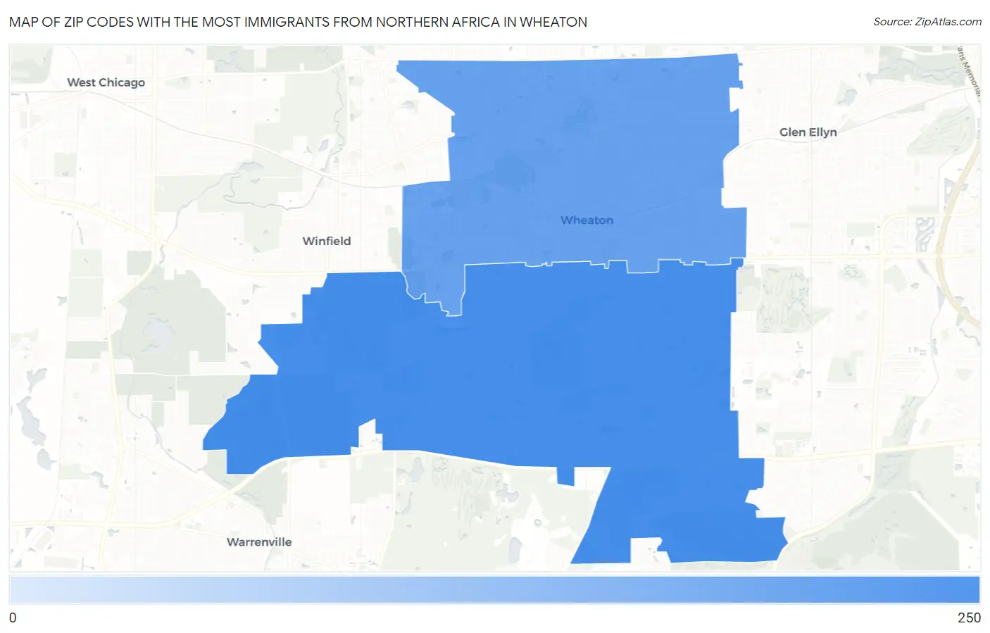 Zip Codes with the Most Immigrants from Northern Africa in Wheaton Map