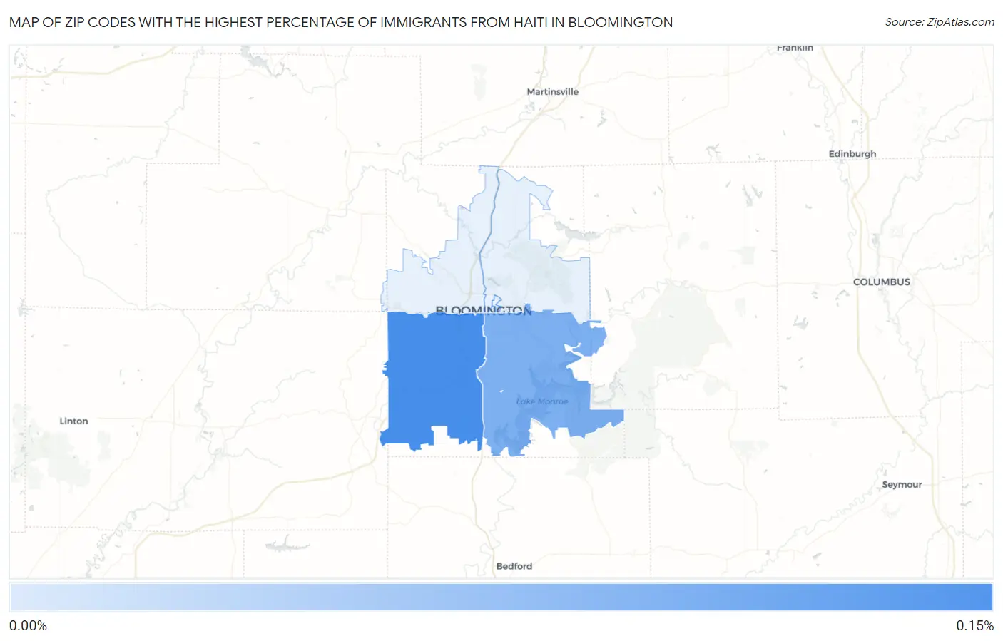 Zip Codes with the Highest Percentage of Immigrants from Haiti in Bloomington Map