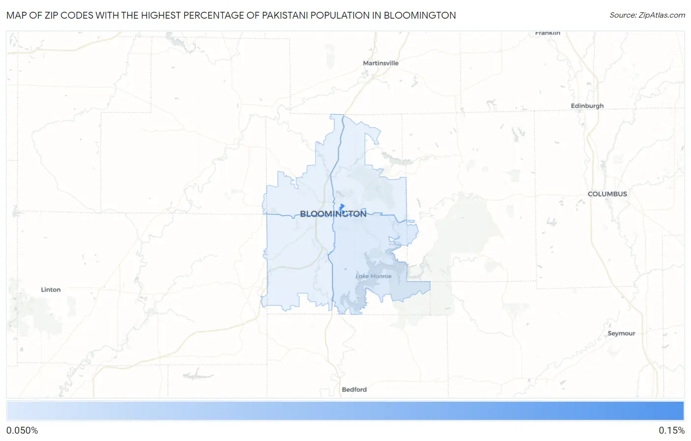 Zip Codes with the Highest Percentage of Pakistani Population in Bloomington Map