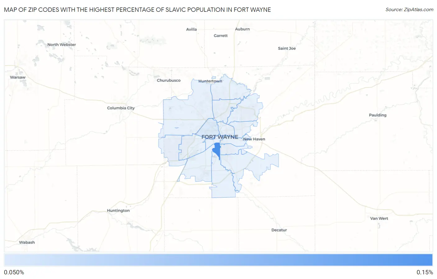 Zip Codes with the Highest Percentage of Slavic Population in Fort Wayne Map