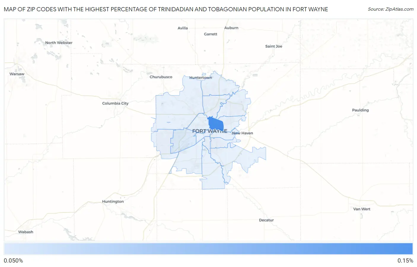 Zip Codes with the Highest Percentage of Trinidadian and Tobagonian Population in Fort Wayne Map