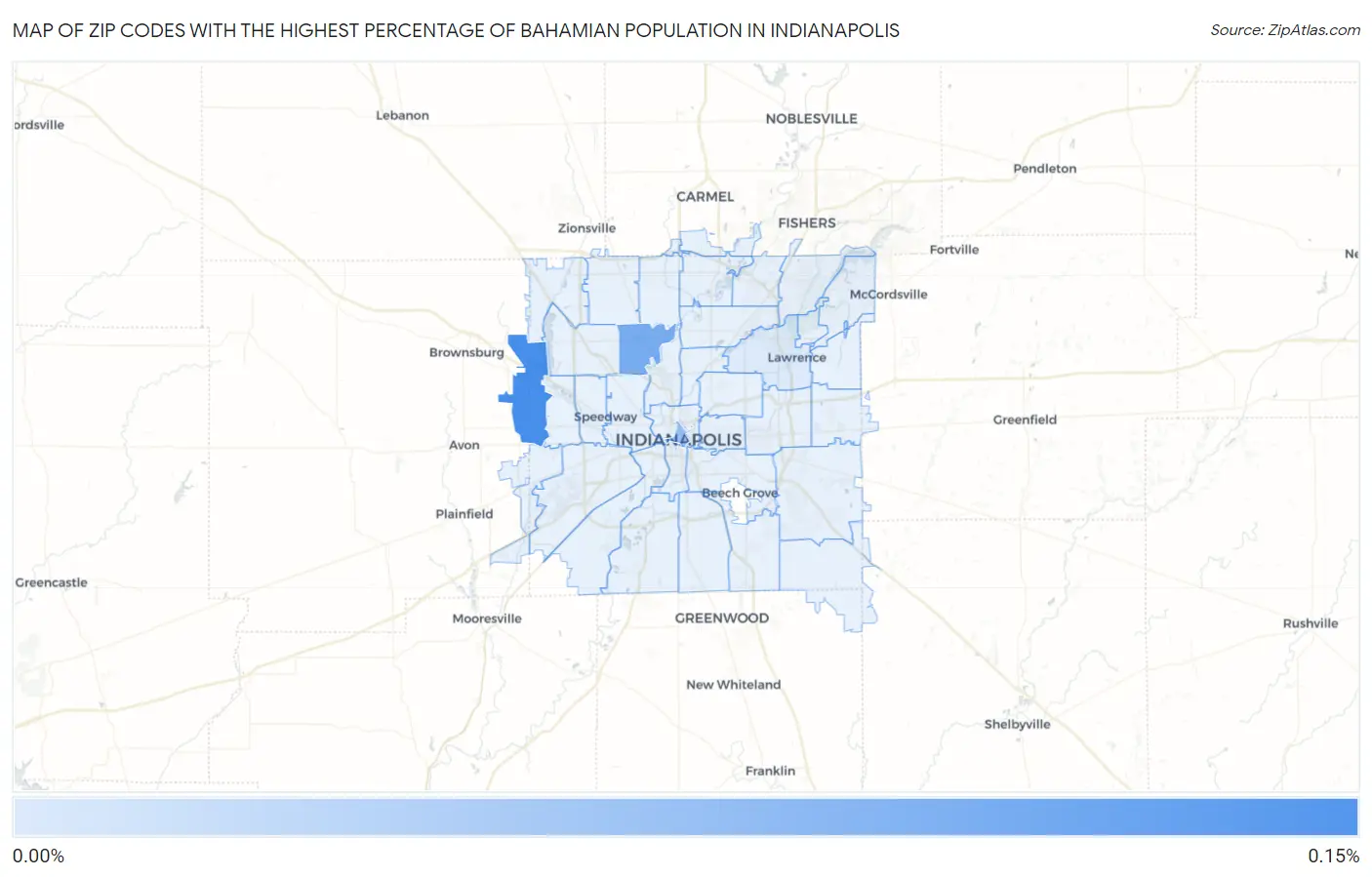 Zip Codes with the Highest Percentage of Bahamian Population in Indianapolis Map