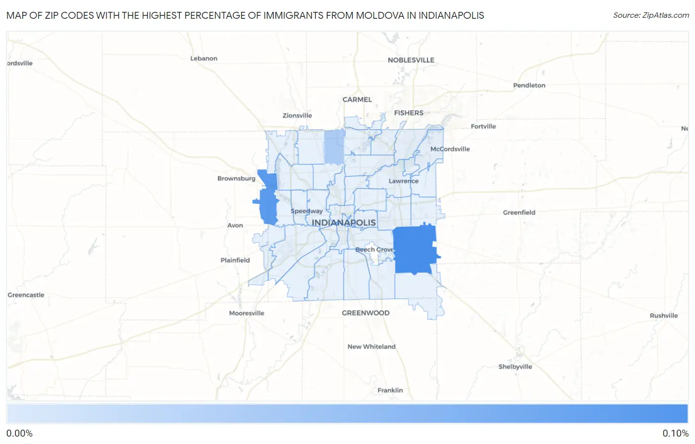 Zip Codes with the Highest Percentage of Immigrants from Moldova in Indianapolis Map