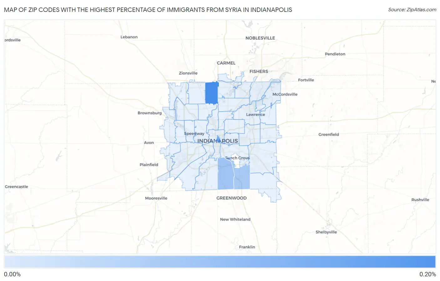 Zip Codes with the Highest Percentage of Immigrants from Syria in Indianapolis Map