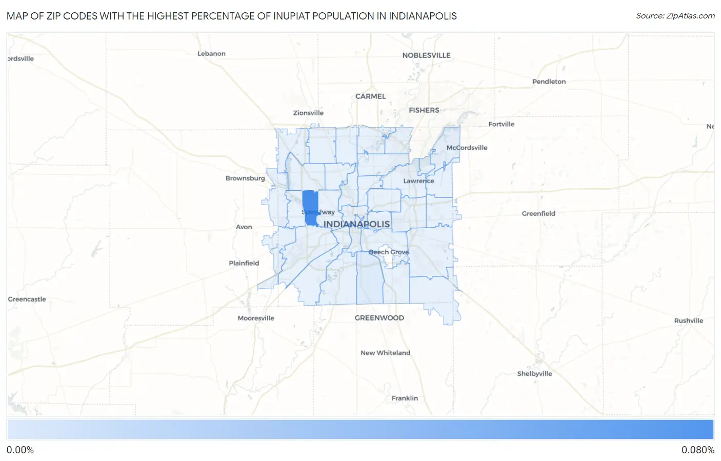 Zip Codes with the Highest Percentage of Inupiat Population in Indianapolis Map