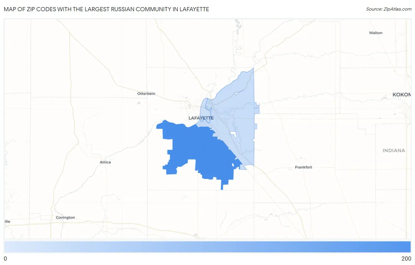 Zip Codes with the Largest Russian Community in Lafayette Map
