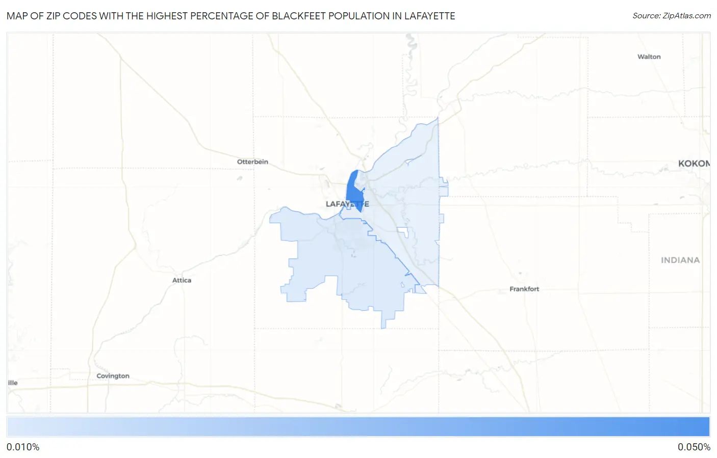 Zip Codes with the Highest Percentage of Blackfeet Population in Lafayette Map