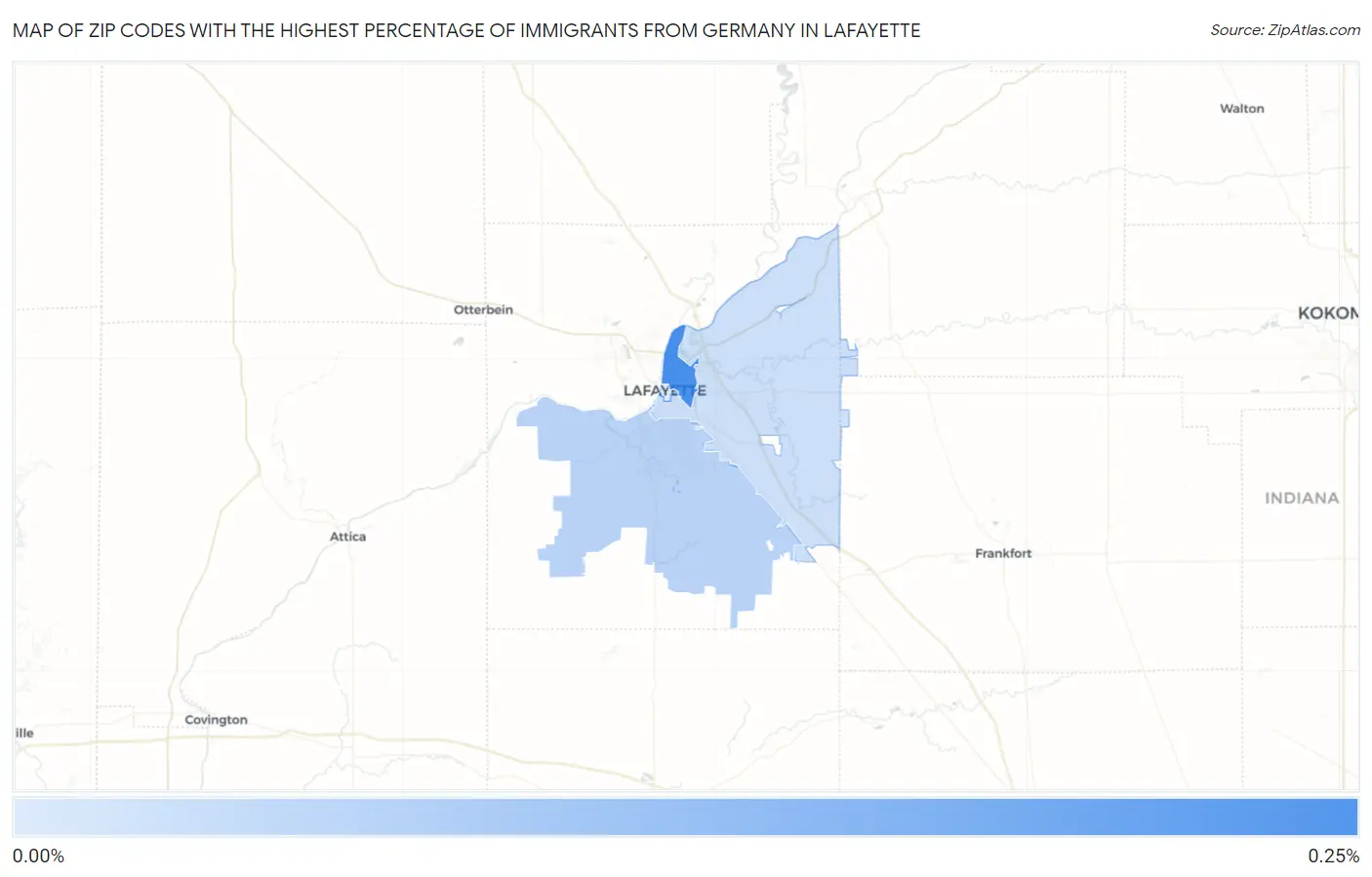Zip Codes with the Highest Percentage of Immigrants from Germany in Lafayette Map