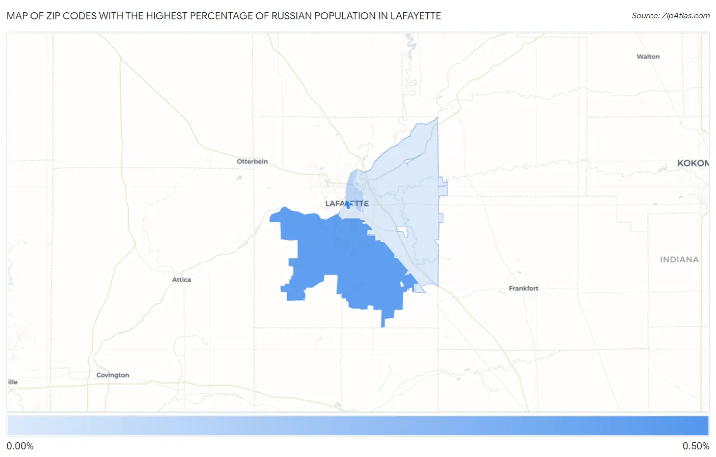 Zip Codes with the Highest Percentage of Russian Population in Lafayette Map