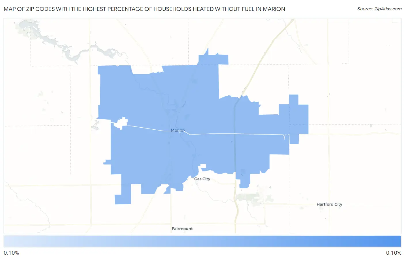 Zip Codes with the Highest Percentage of Households Heated without Fuel in Marion Map
