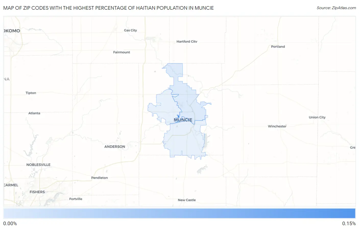 Zip Codes with the Highest Percentage of Haitian Population in Muncie Map
