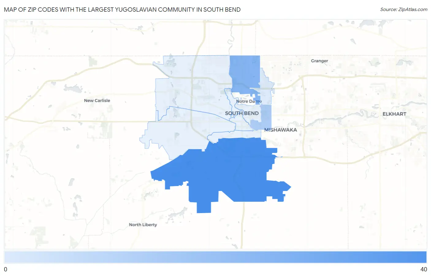 Zip Codes with the Largest Yugoslavian Community in South Bend Map