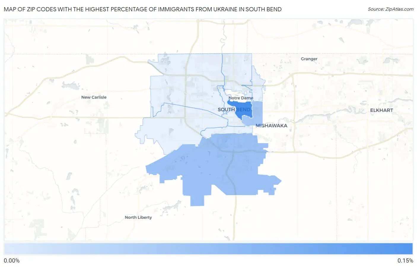 Zip Codes with the Highest Percentage of Immigrants from Ukraine in South Bend Map