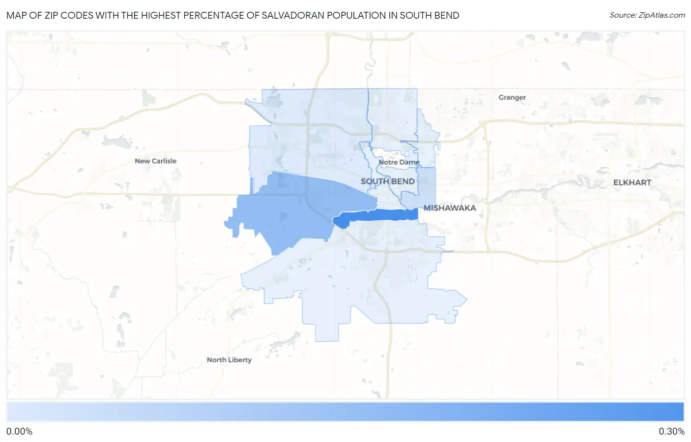 Zip Codes with the Highest Percentage of Salvadoran Population in South Bend Map