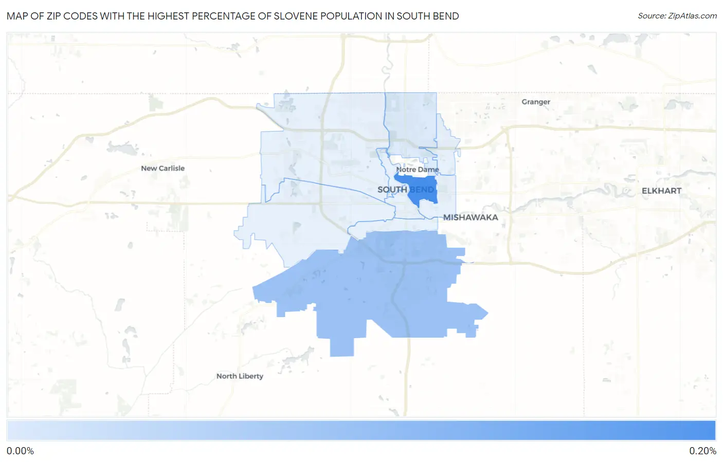 Zip Codes with the Highest Percentage of Slovene Population in South Bend Map