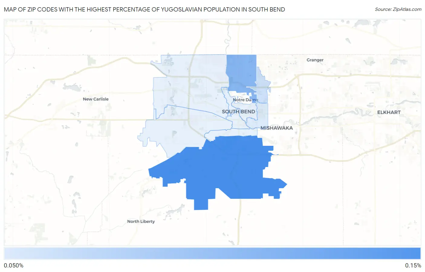 Zip Codes with the Highest Percentage of Yugoslavian Population in South Bend Map