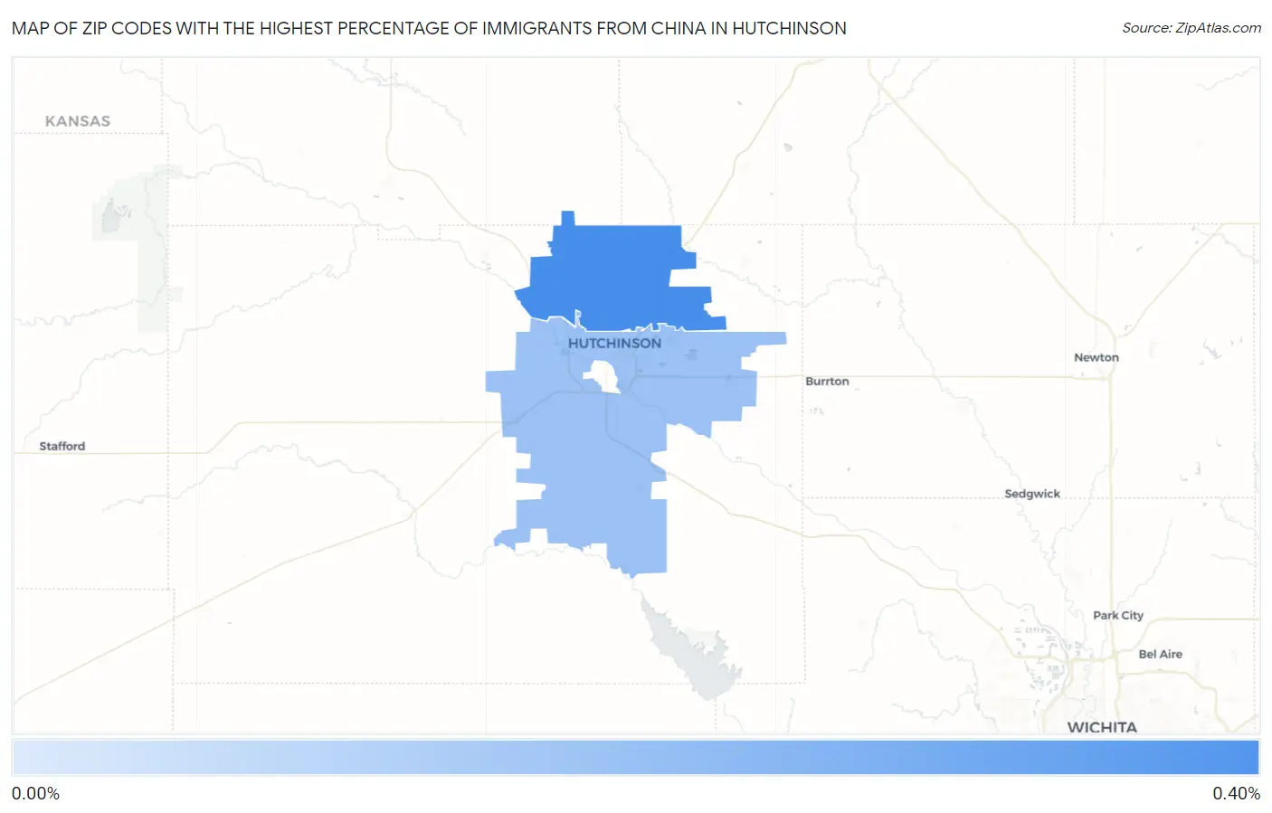 Zip Codes with the Highest Percentage of Immigrants from China in Hutchinson Map