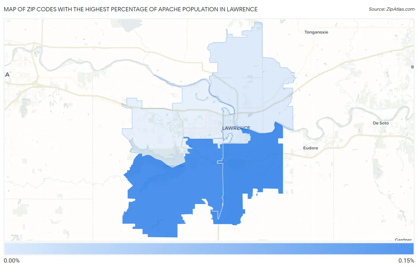 Zip Codes with the Highest Percentage of Apache Population in Lawrence Map